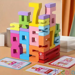 20pcs Colorful Building Blocks Wooden Toys Stacking Games Montessori Children's Digital Cognitive Enlightenment Teaching Aids - aquila Bask
