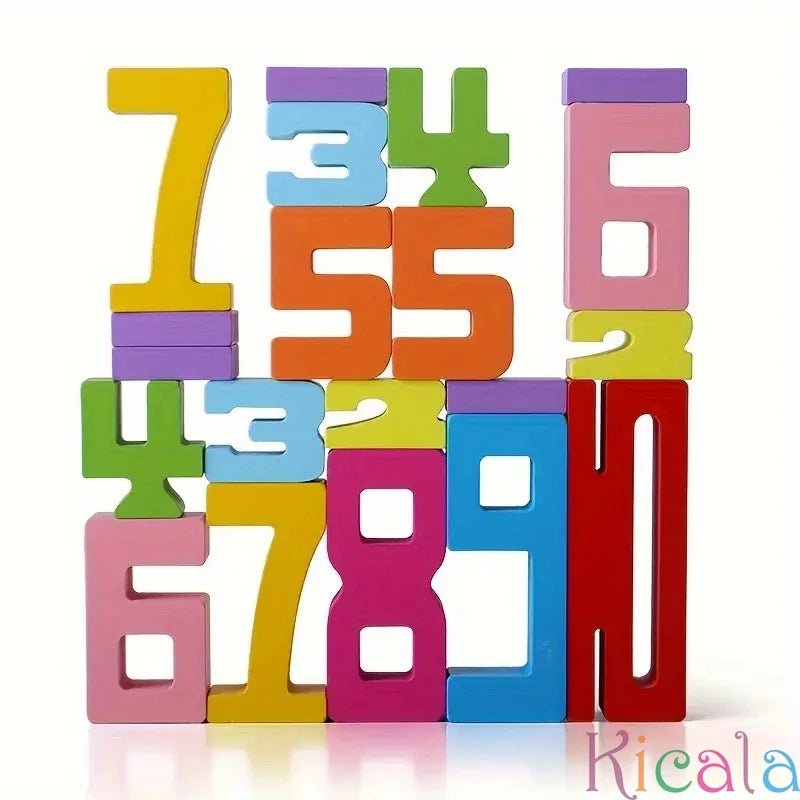 20pcs Colorful Building Blocks Wooden Toys Stacking Games Montessori Children's Digital Cognitive Enlightenment Teaching Aids - aquila Bask
