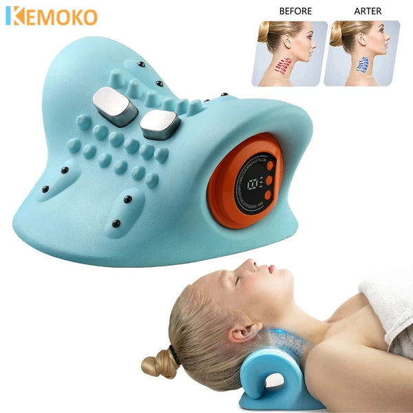 Electric Neck Massager USB Infrared Heating Airbag Neck Traction Vibration Shoulder Cervical Spine Shoulder Support Relax - aquila Bask