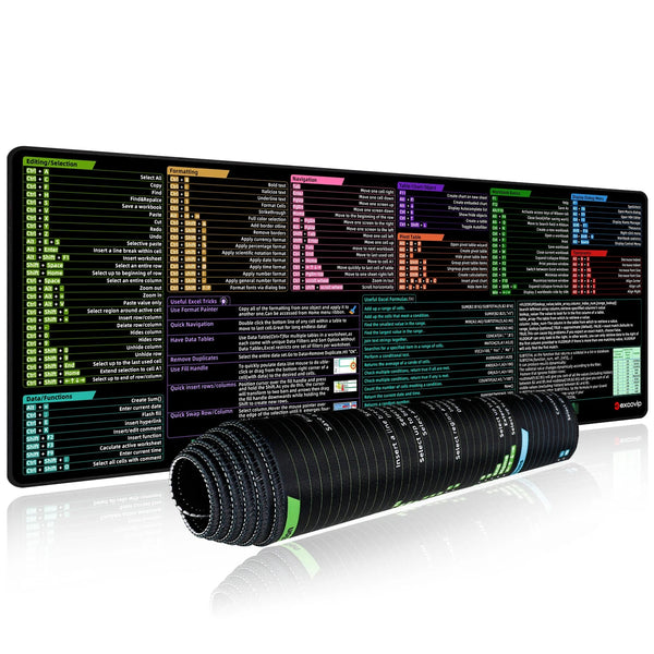 Excel Shortcuts Mouse Pad Large Extended Desk Mat - aquila Bask