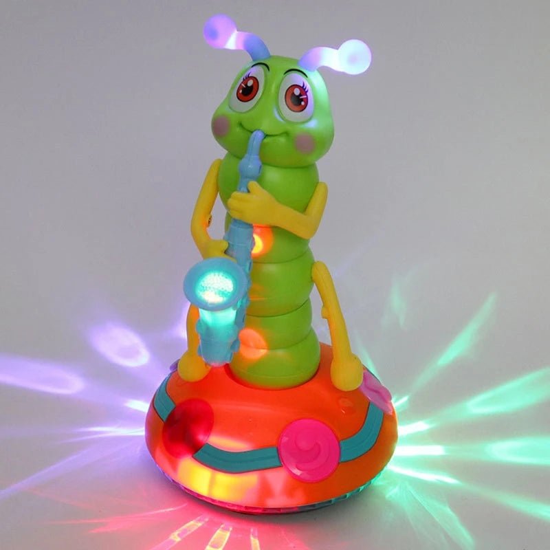 Kids Electric Dancing Saxophone Caterpillar With Led Flashlight Music Toys for Children Rotation Baby Toys Game Toys Xmas Gift - aquila Bask