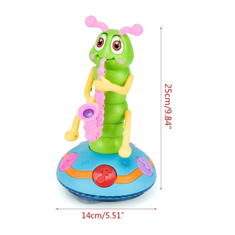 Kids Electric Dancing Saxophone Caterpillar With Led Flashlight Music Toys for Children Rotation Baby Toys Game Toys Xmas Gift - aquila Bask