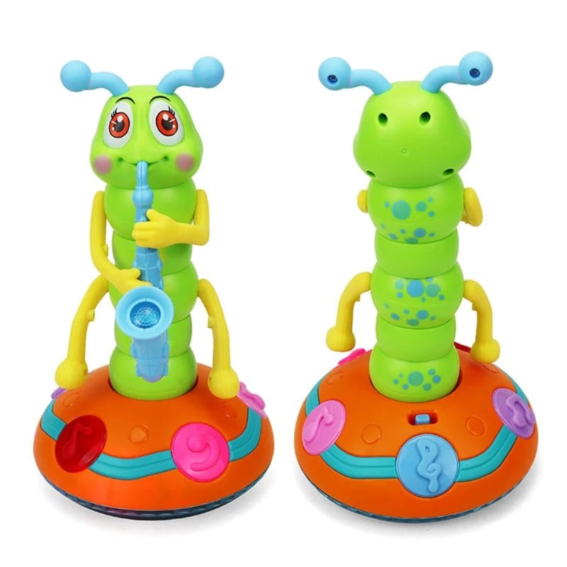 Kids Electric Dancing Saxophone Caterpillar With Led Flashlight Music Toys for Children Rotation Baby Toys Game Toys Xmas Gift - aquila Bask