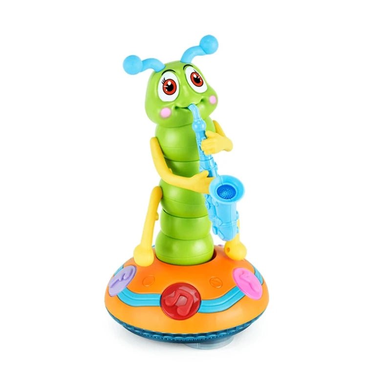Kids Electric Dancing Saxophone Caterpillar With Led Flashlight Music Toys for Children Rotation Baby Toys Game Toys Xmas Gift - aquila Bask