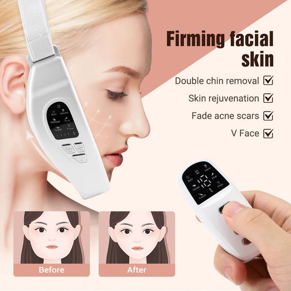 V - Line Electric Face Massager 6 Modes Double Chin Eliminator Vibration Facial Vibration Massage Fat Reducer Face Lift Tools - aquila Bask